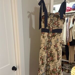 Floral Print Dress with Navy Accents